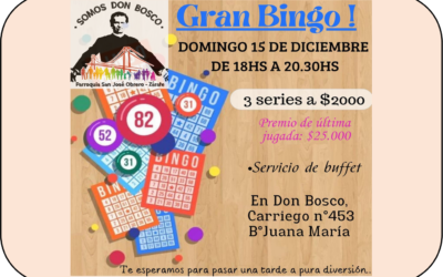 15 dic./ Colabora con la Colonia de Verano: Bingo familiar y solidario