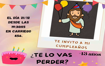21 dic.: Celebrando el cumple de Jesús en la Comunidad juvenil