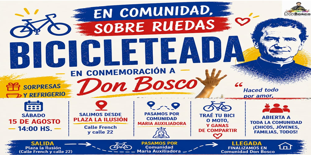 15 ago/ Bicicleteada en honor a Don Bosco: en comunidad, sobre ruedas